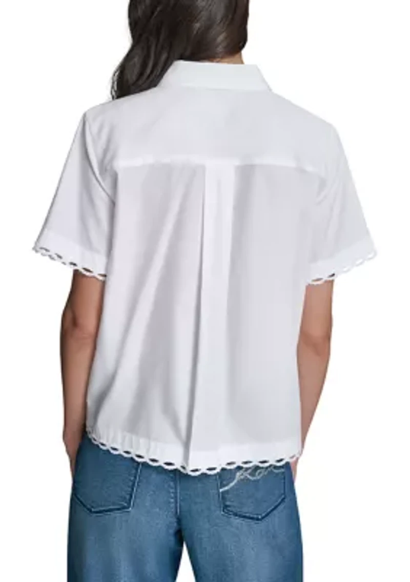 Women's Short Sleeve Collared Shirt