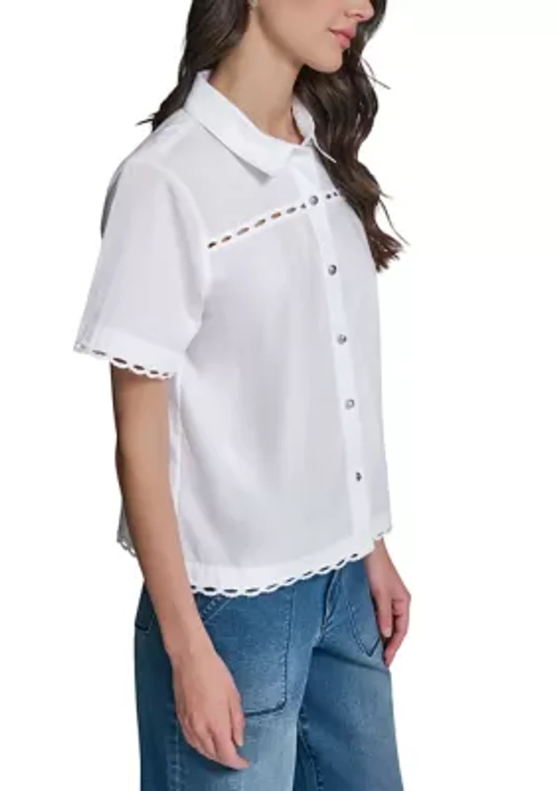 Women's Short Sleeve Collared Shirt