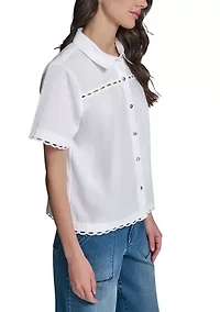 Women's Short Sleeve Collared Shirt
