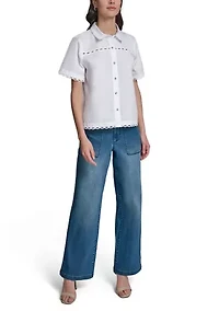 Women's Short Sleeve Collared Shirt