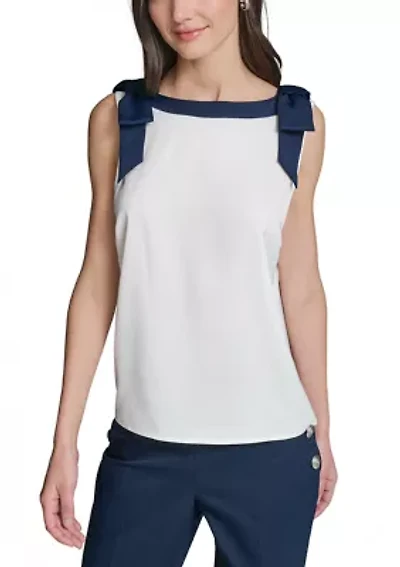 Women's Sleeveless Bow Shoulder Blouse
