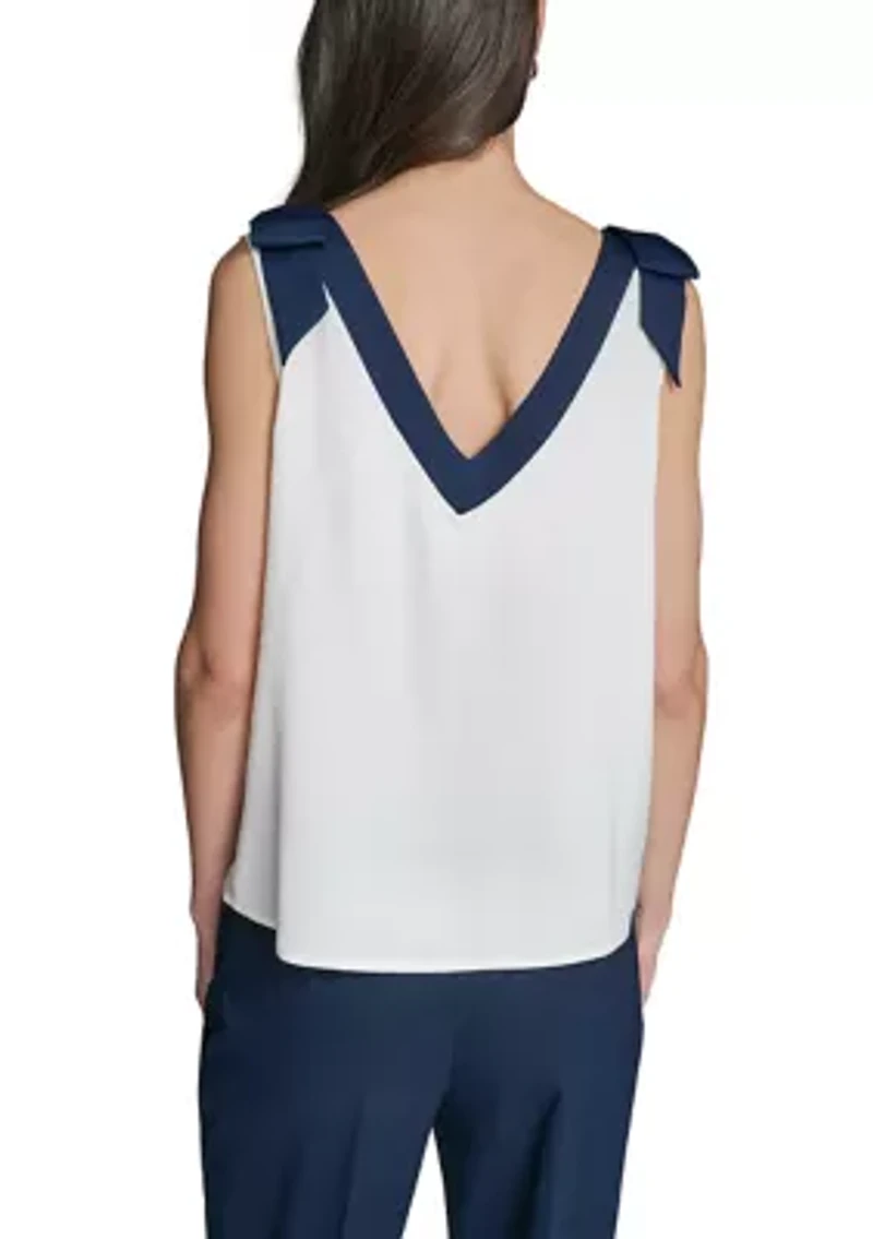 Women's Sleeveless Bow Shoulder Blouse