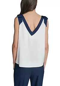 Women's Sleeveless Bow Shoulder Blouse