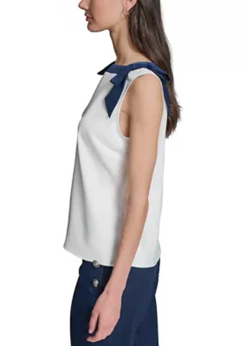 Women's Sleeveless Bow Shoulder Blouse