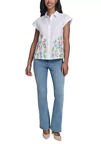 Women's Short Sleeve Printed Shirt