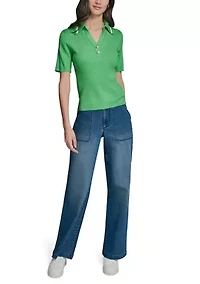 Women's Short Sleeve Polo Sweater
