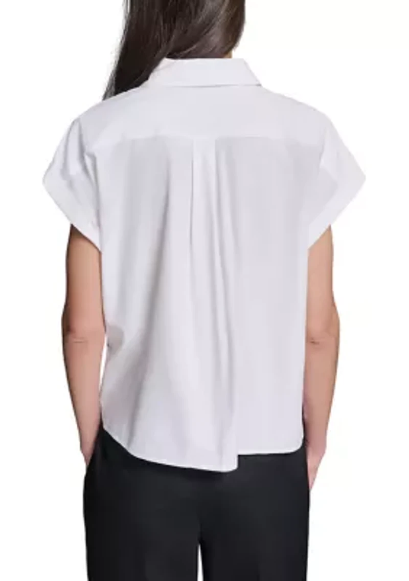 Women's Crochet Ribbon Trim Shirt