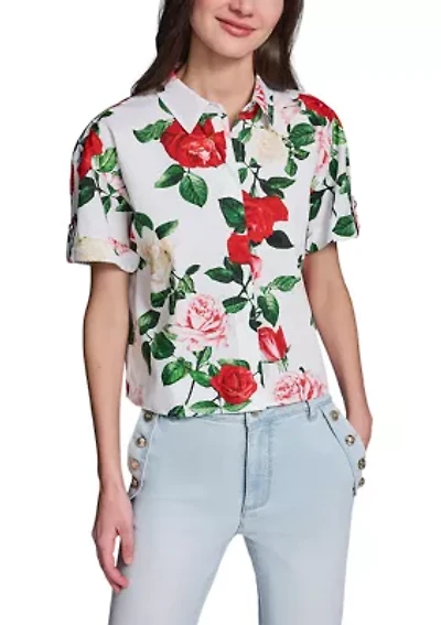 Women's Puff Sleeve Floral Blouse