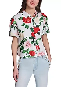 Women's Puff Sleeve Floral Blouse