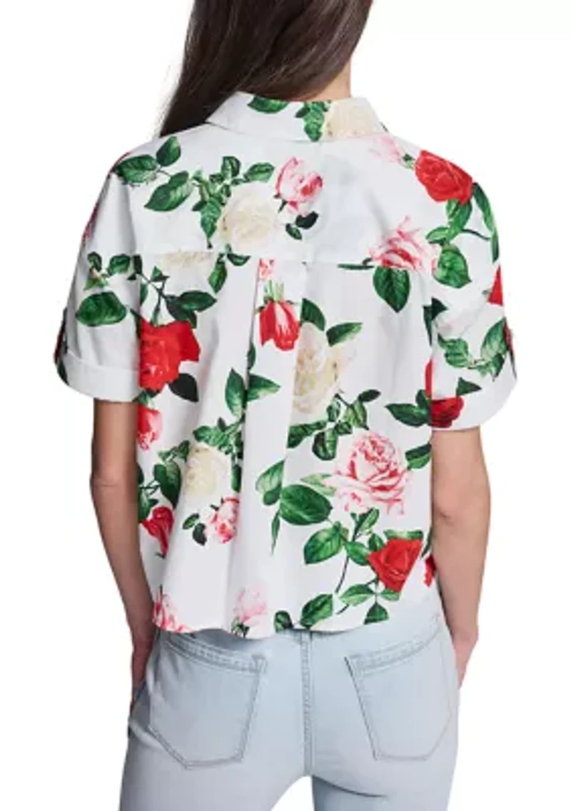 Women's Puff Sleeve Floral Blouse