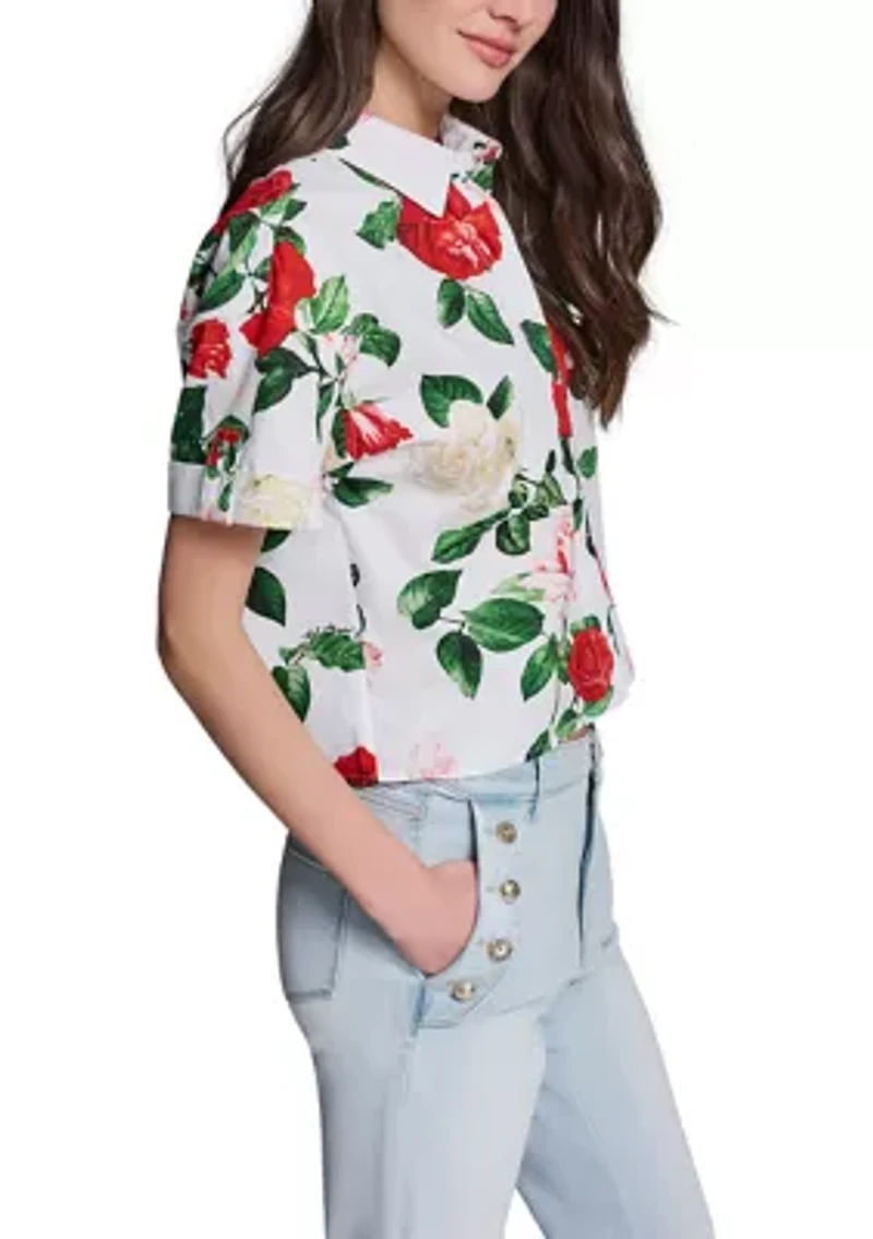 Women's Puff Sleeve Floral Blouse