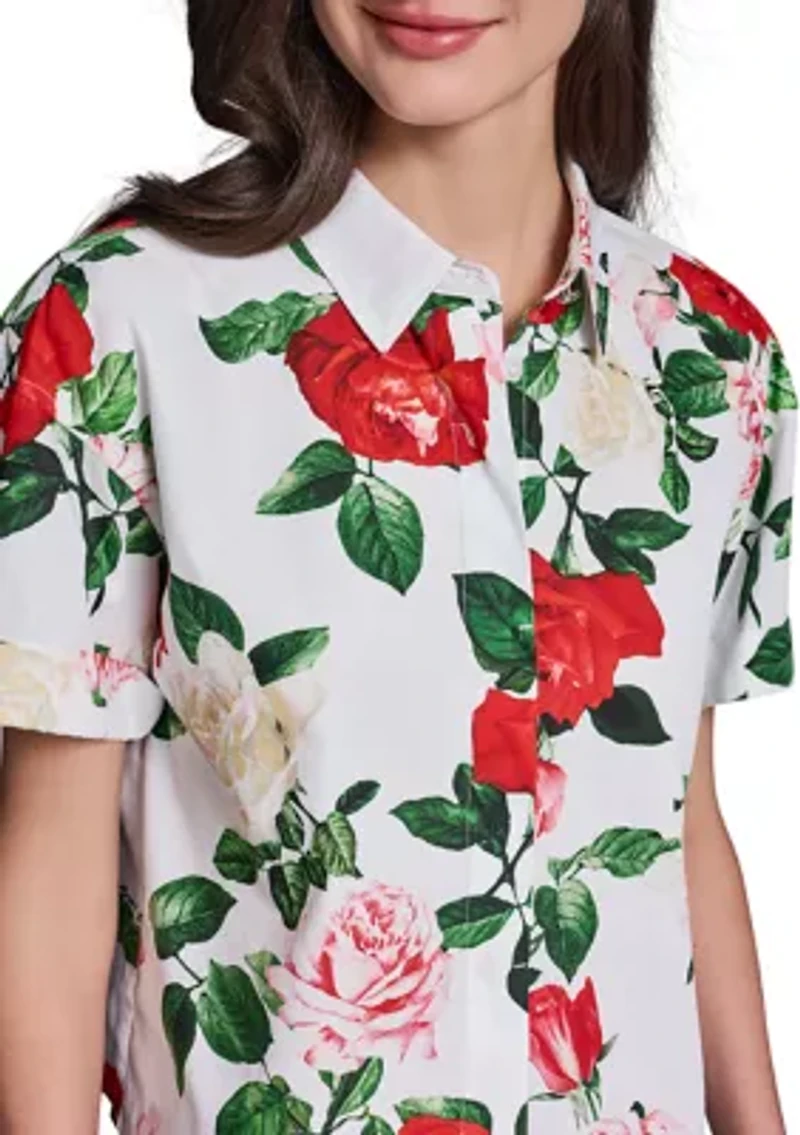 Women's Puff Sleeve Floral Blouse