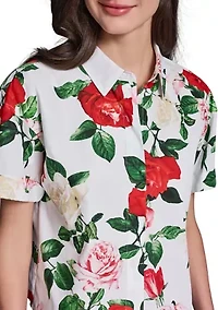 Women's Puff Sleeve Floral Blouse