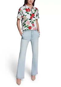 Women's Puff Sleeve Floral Blouse