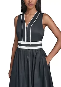 Women's Sleeveless Tipped Bow Dress