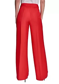 Women's Wide Leg Button Detail Linen Pants