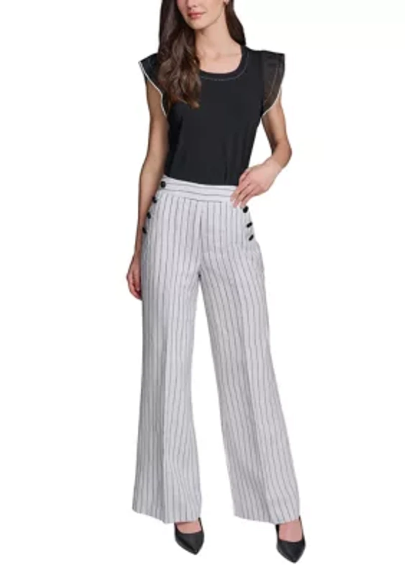 Women's Wide Leg Striped Sailor Pants
