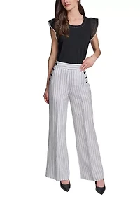 Women's Wide Leg Striped Sailor Pants