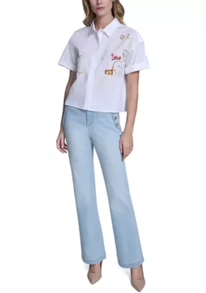 Women's Short Sleeve Printed Shirt