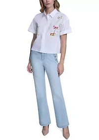 Women's Short Sleeve Printed Shirt