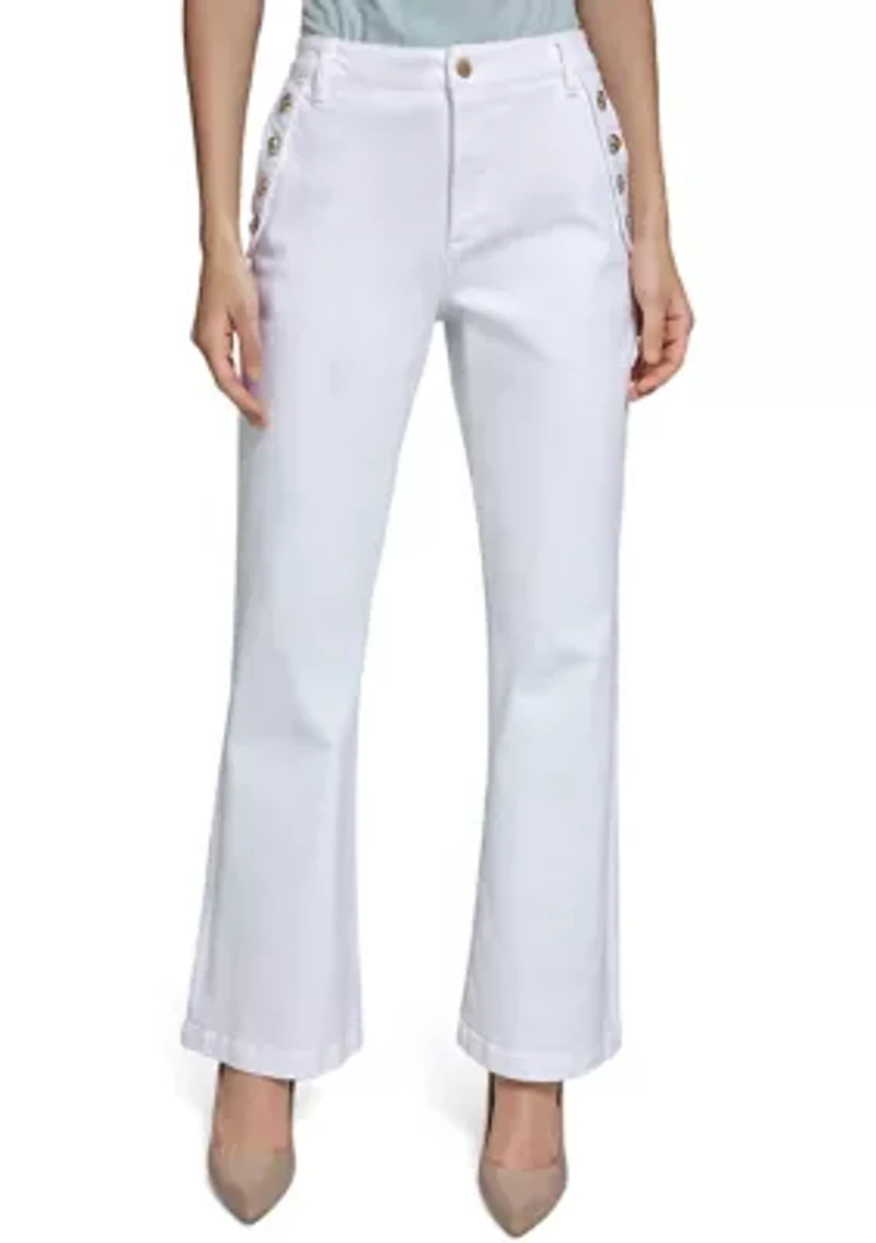 Women's Wide Leg Side Button Pants