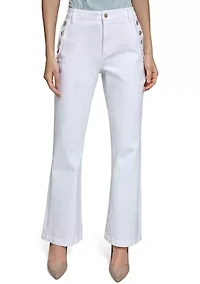 Women's Wide Leg Side Button Pants
