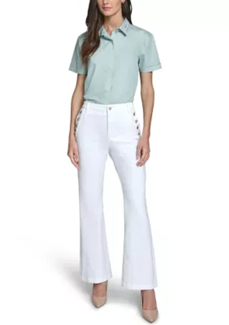 Women's Wide Leg Side Button Pants