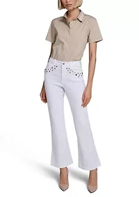 Women's Embellished Pocket Flare Jeans