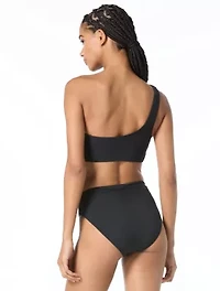 Michael Kors One Shoulder Textured Bikini Top