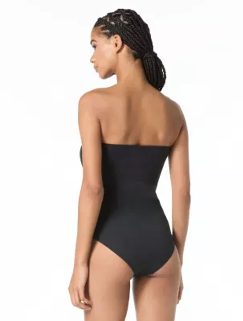 Michael Kors Bandeau Lace Up One Piece Swimsuit