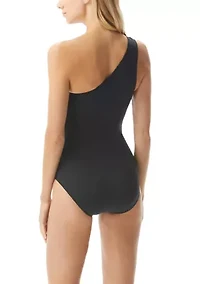 Michael Kors Logo Ring One Shoulder  Piece Swimsuit