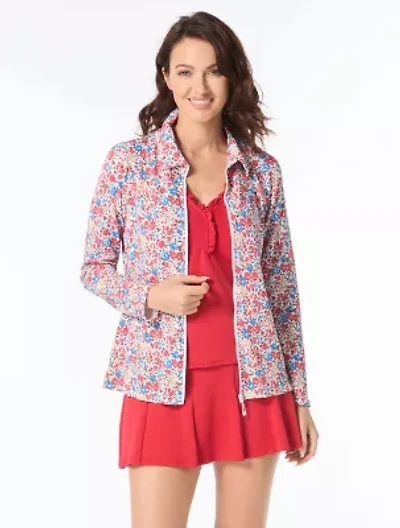 Beach House Karen Textured Zip Front Rash Guard