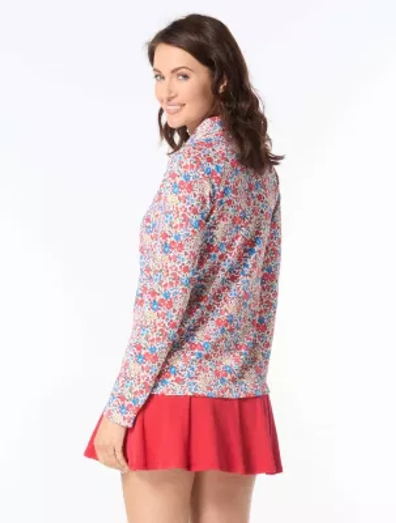 Beach House Karen Textured Zip Front Rash Guard