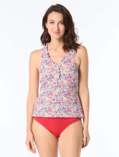 Beach House Nina Ruffled Trim Textured Tankini Top