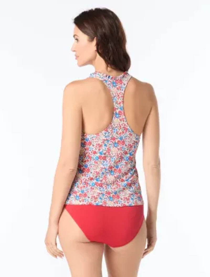 Beach House Nina Ruffled Trim Textured Tankini Top