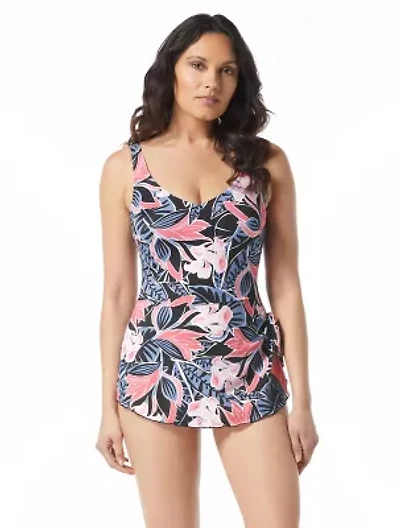 Roxanne Bra Sized V-Neck Sarong One Piece Swimsuit