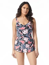 Roxanne Bra Sized V-Neck Sarong One Piece Swimsuit