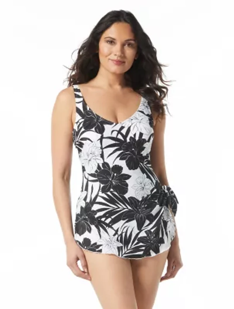 Roxanne Bra Sized V-Neck Sarong One Piece Swimsuit