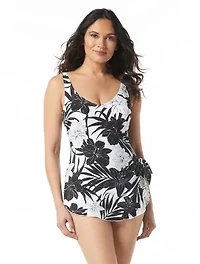 Roxanne Bra Sized V-Neck Sarong One Piece Swimsuit