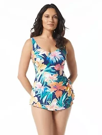 Roxanne Bra Sized V-Neck Sarong One Piece Swimsuit
