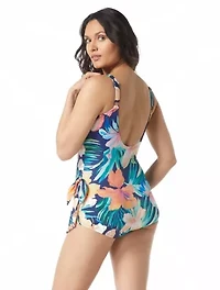 Roxanne Bra Sized V-Neck Sarong One Piece Swimsuit