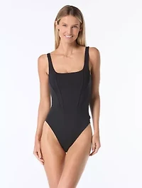 Vince Camuto Corset Bodice One Piece Swimsuit