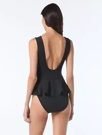 Vince Camuto High Neck Skirted One Piece Swimsuit