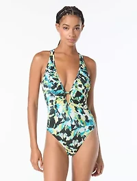 Vince Camuto Plunge V-neck One Piece Swimsuit
