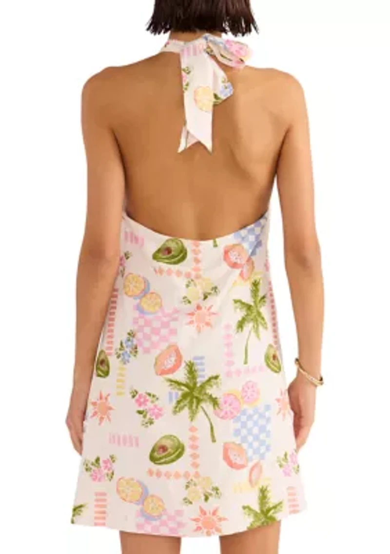 Grace Fruity Floral Halter Neck Mini Swim Coverup Dress