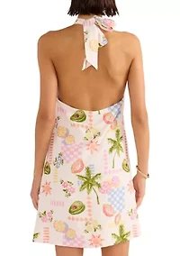 Grace Fruity Floral Halter Neck Mini Swim Coverup Dress