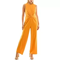 Sleeveless Solid Jumpsuit with Front Knot