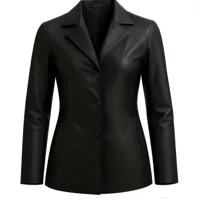 Ladies Leather Button Coat