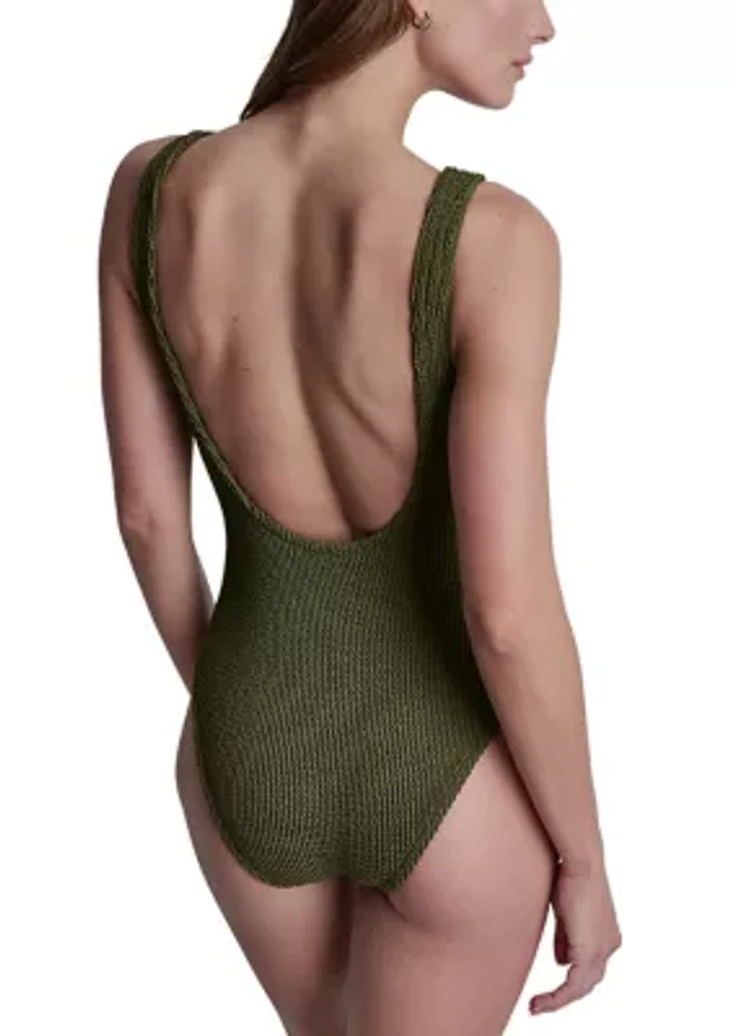 One Piece Island Ring Textured Swimsuit