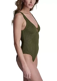 One Piece Island Ring Textured Swimsuit